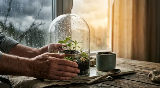 Concept de protection financière face aux aléas climatiques avec une approche rassurante et sécurisée