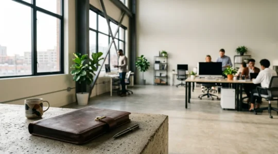 Une entreprise qui se remet d'un sinistre grâce à l'assurance, symbolisant la protection et la continuité