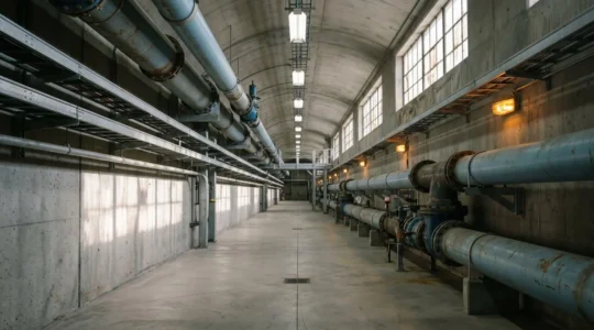 Infrastructure critique d'eau et d'électricité sous protection après une catastrophe naturelle