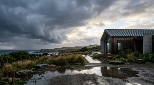 Une maison contemporaine protégée face aux éléments naturels et aux aléas climatiques