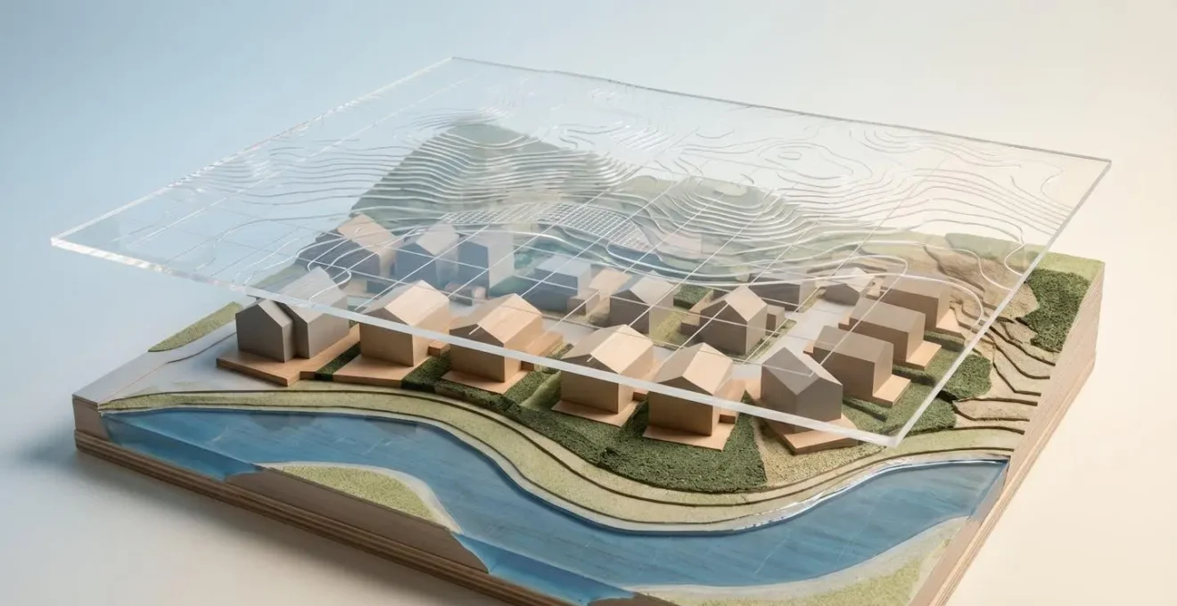 Illustration symbolisant la protection territoriale apportée par un Plan de Prévention des Risques face aux catastrophes naturelles