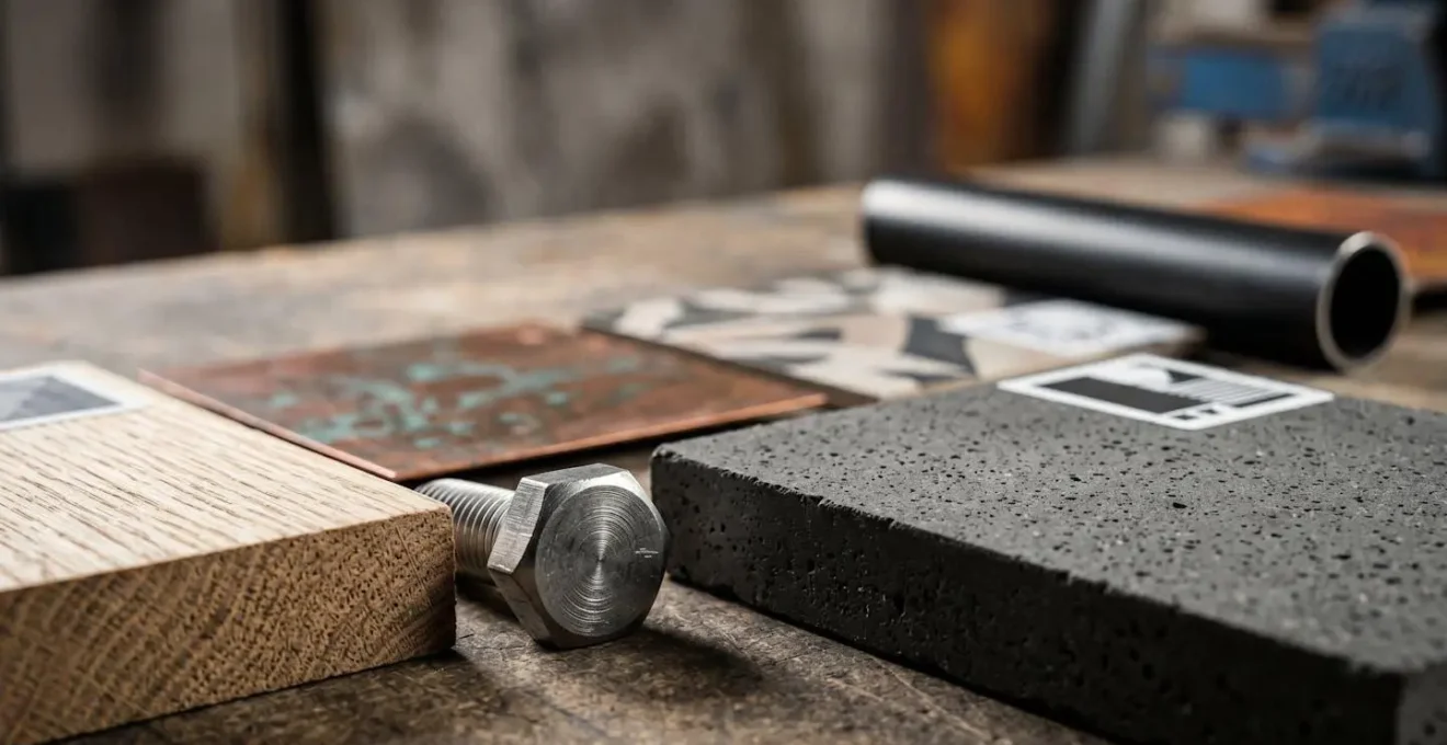 Macro detail de materiaux de construction et outils organises par phases de travaux